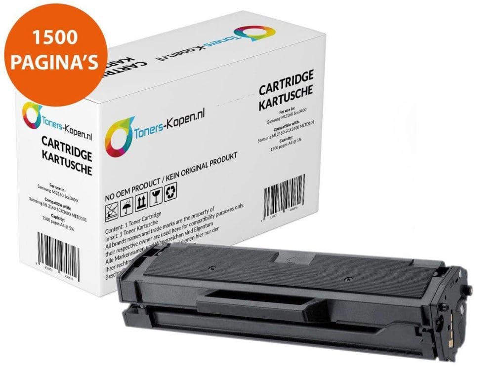 Samsung MLT-D101S(101S) Alternatieve Toner Cartridge, Zwart, 1500 Pagina's Capaciteit - Compatibel met Samsung ML-2160, ML-2165, ML-2166W, SCX-3400 Serie Printers