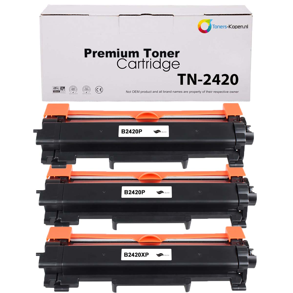 Huismerk 3x Brother TN-2420 Toner Zwart 18.000 pagina's